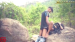 Black dress lovers romantic jungle sex