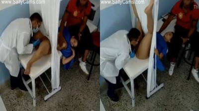 Doctor licking patient pussy when her bf parallel to him